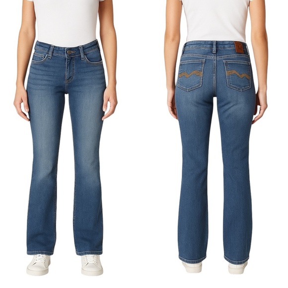 American Rag Flare Jeans Medium Wash Embroidered Pocket Bootcut Retro Size 7L - Picture 1 of 8